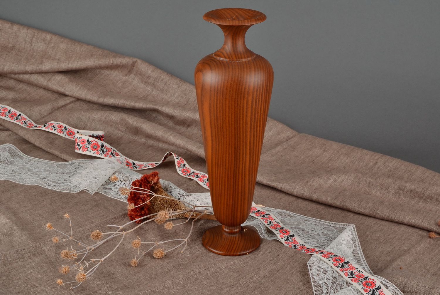 13 inches wooden elegant design decorative Greek-style vase 1,1 lb photo 1