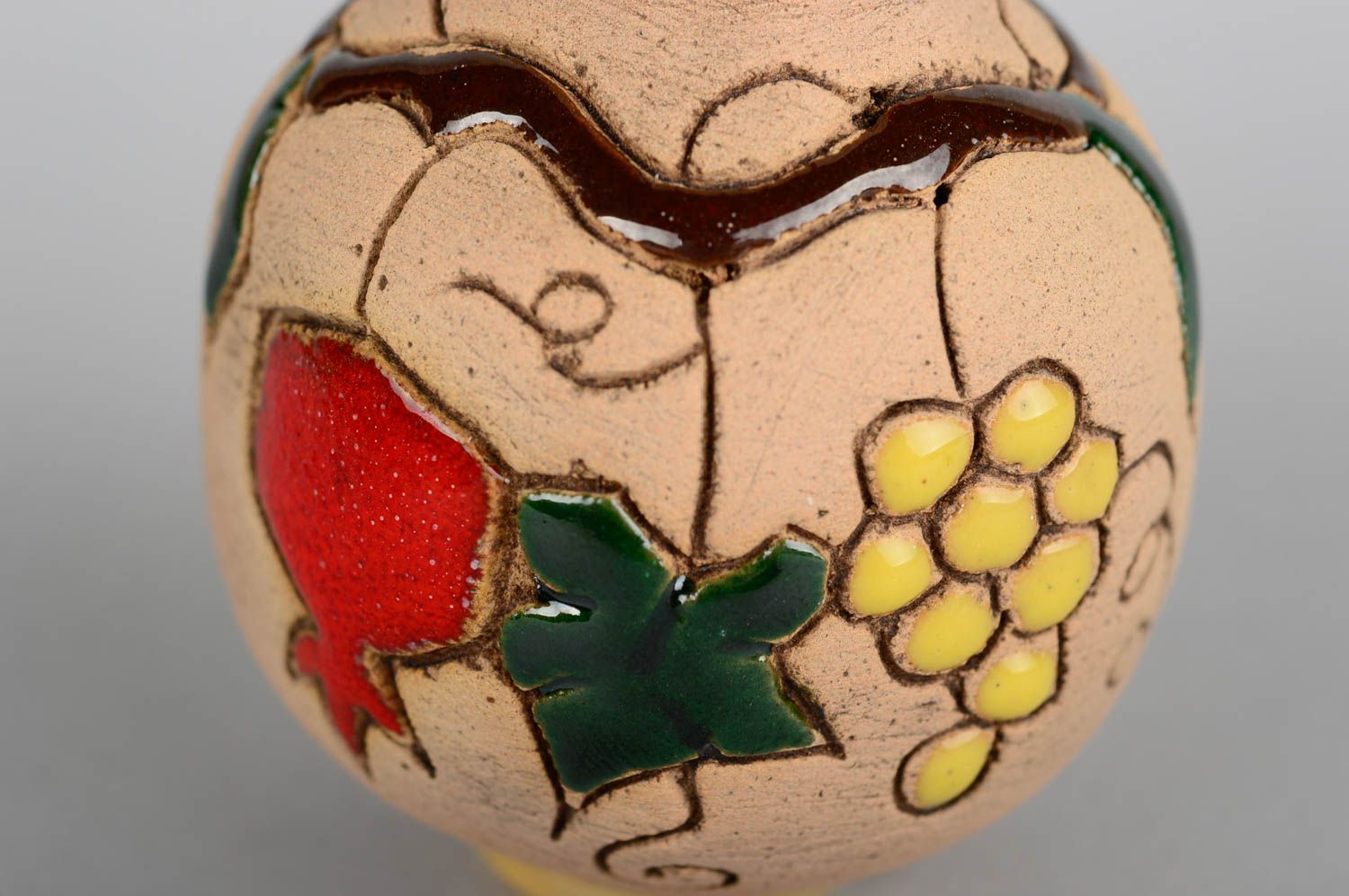 Pot à épices fait main Petite salière en argile peint Vaisselle céramique photo 3