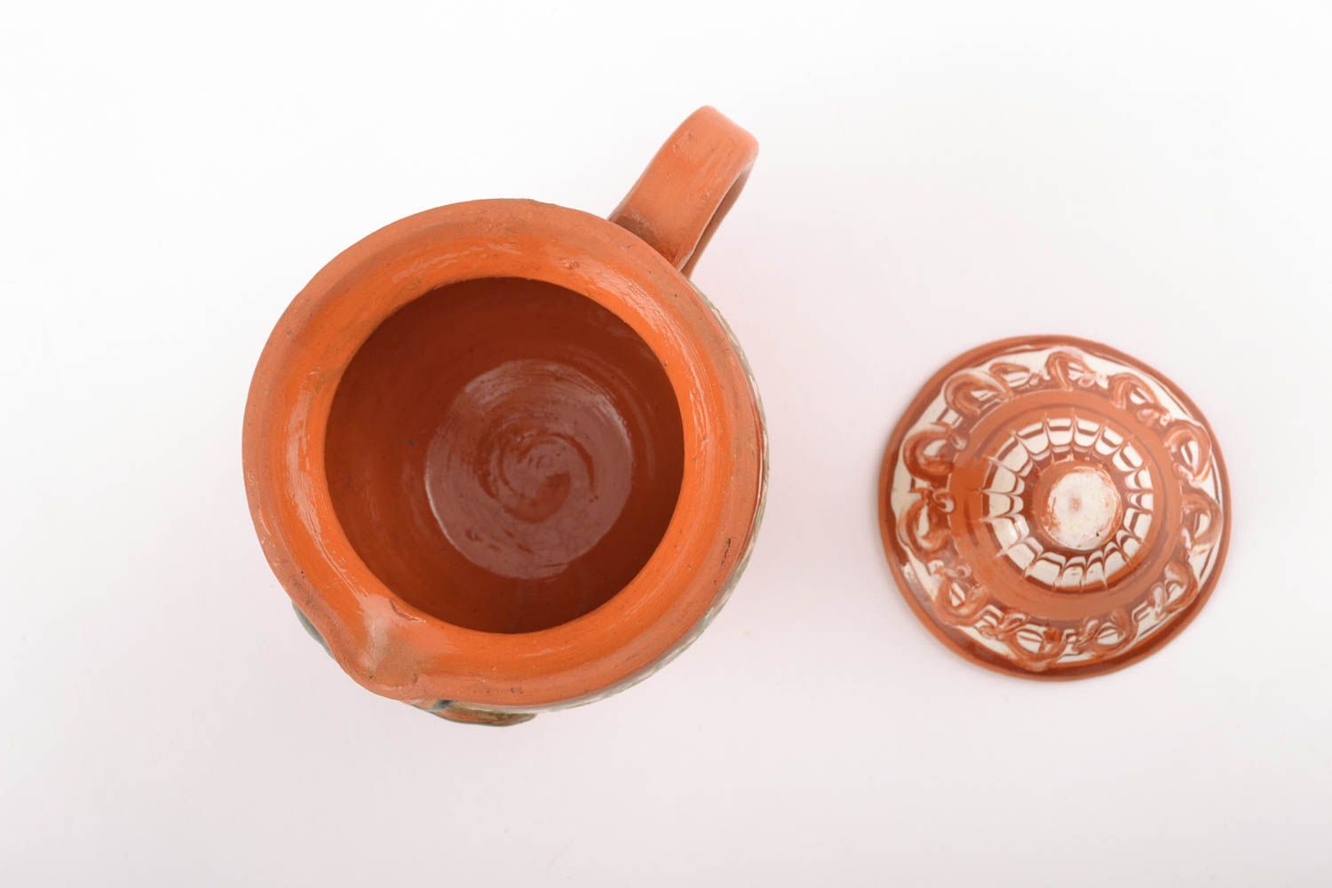 15 oz handmade ceramic painted creamer pitcher pot 0,82 lb photo 2