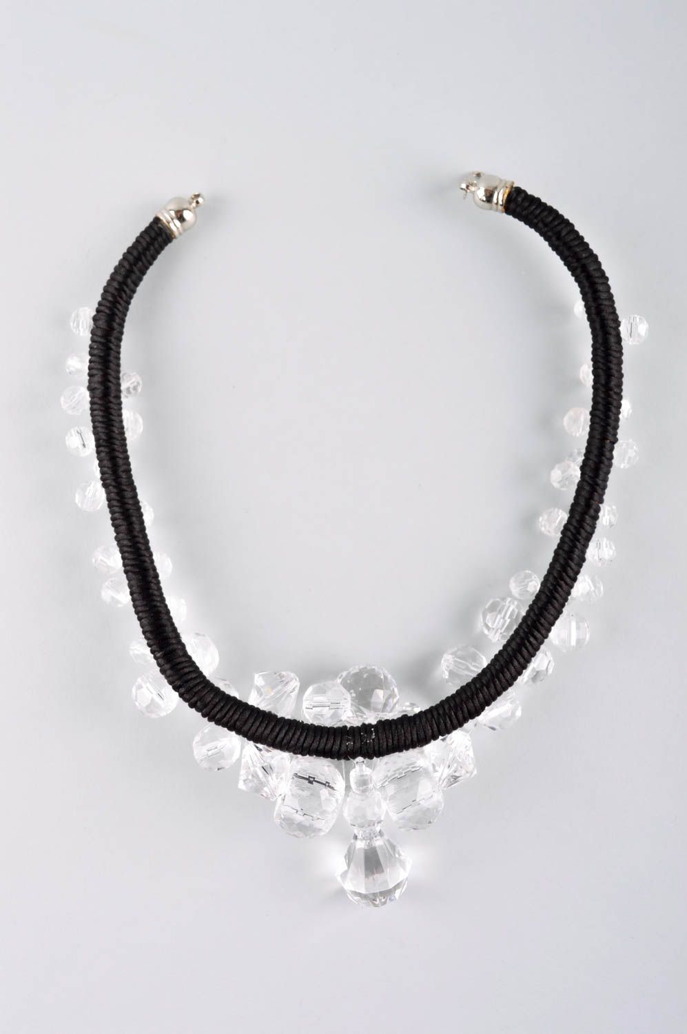 Handgefertigt Damen Collier Schmuck Halskette Accessoire für Frauen in Schwarz foto 5