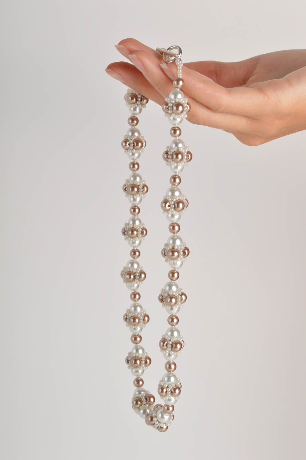 Handmade beaded cute necklace unusual thin necklace stylish accessory photo 5