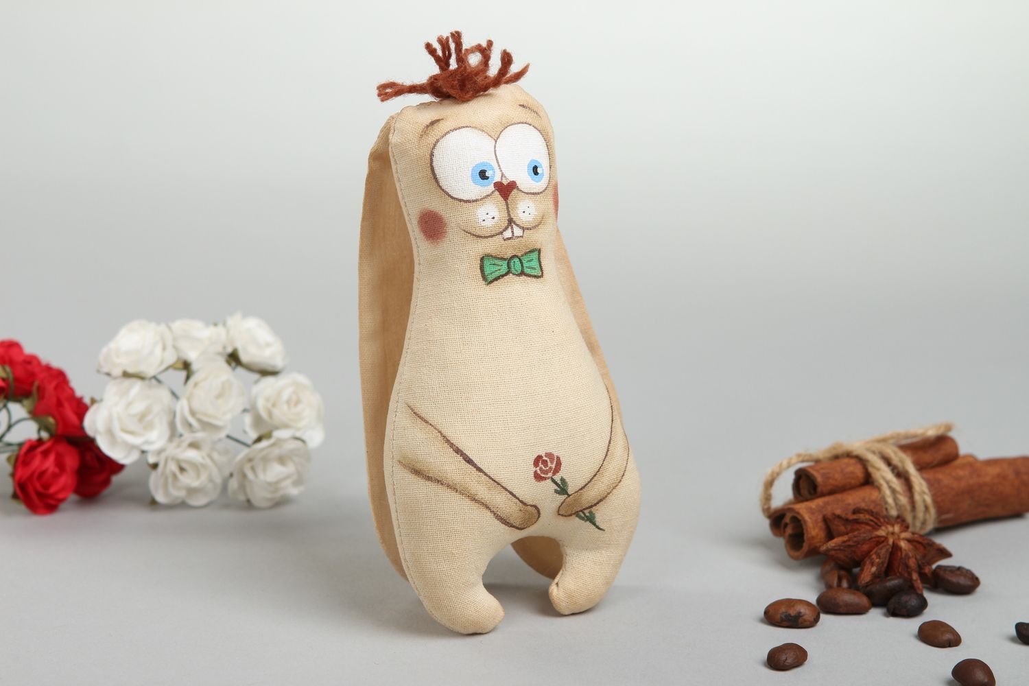 Hase Kuscheltier handmade Deko Idee Öko Spielzeug Deko für Kinderzimmer weich foto 1