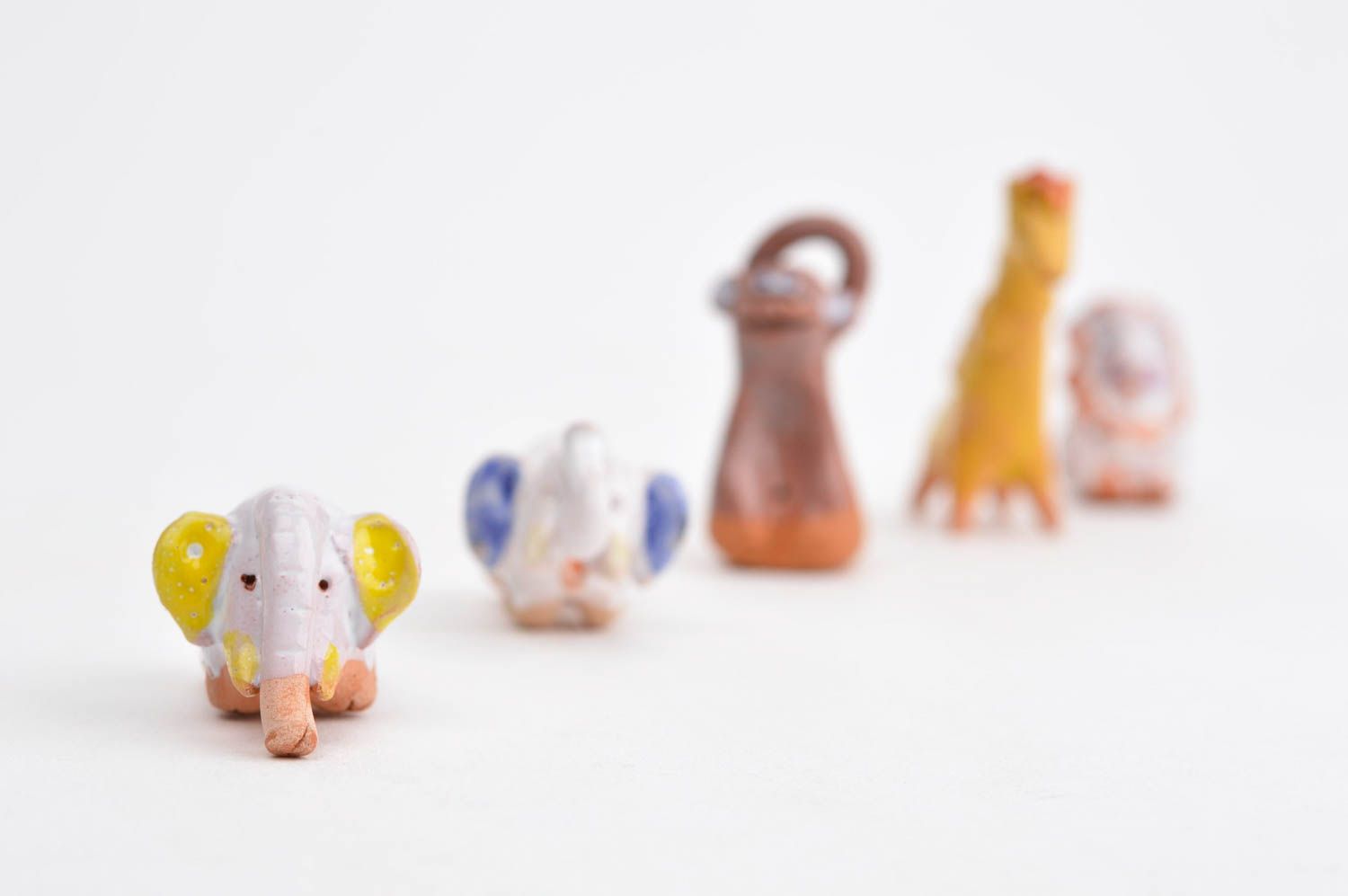 Figurines animaux Statuettes miniatures fait main 5 pcs argile Décor maison photo 10