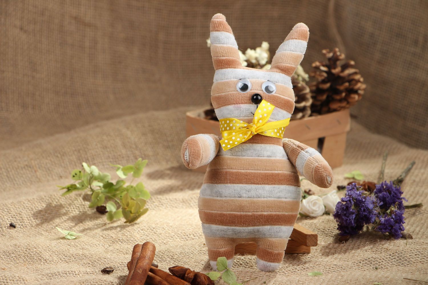 Homemade soft toy Striped Hare photo 5