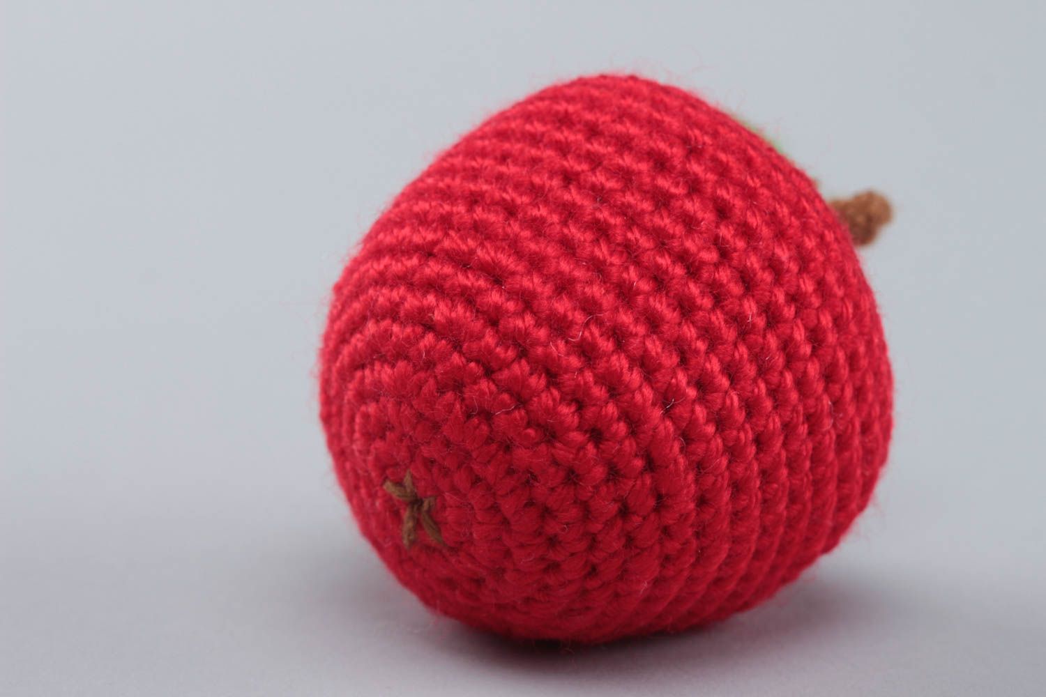 Handmade small crochet soft toy red apple for kids and interior decoration photo 4