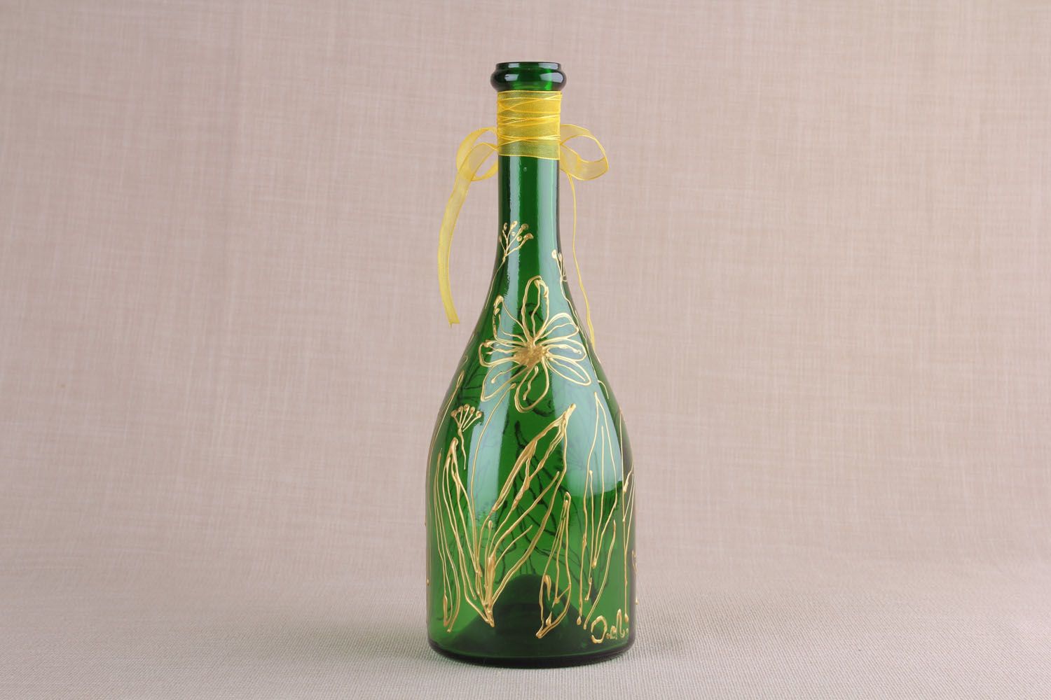 Декоративная бутылка из стекла Зеленая фото 2