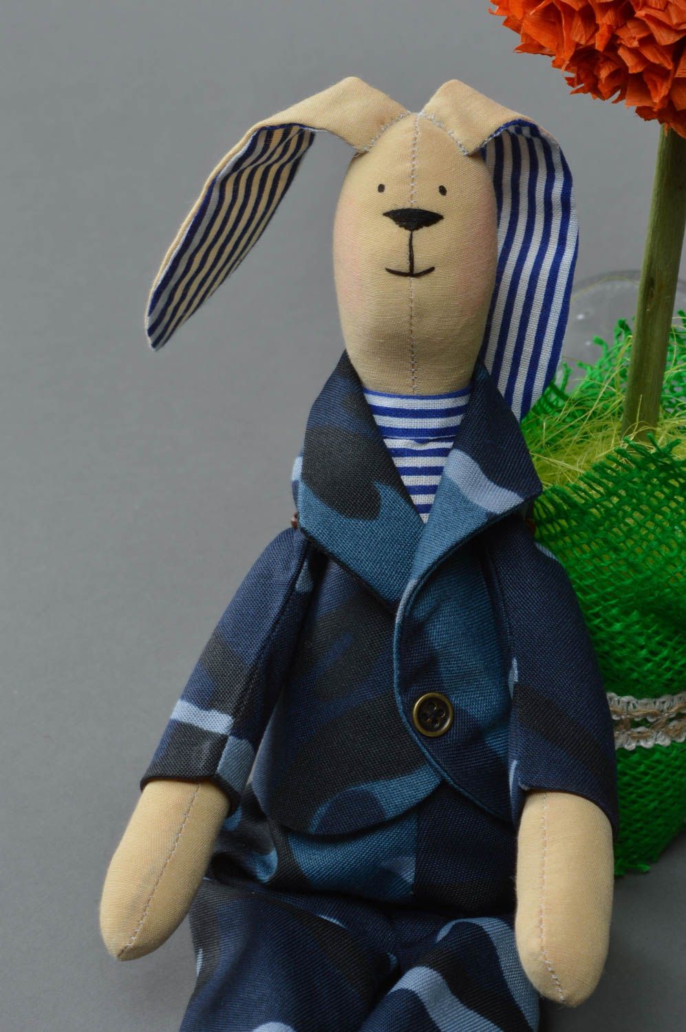 Originelle Interieur Puppe aus Stoff Hase künstlerisch schön für Haus und Kinder foto 2