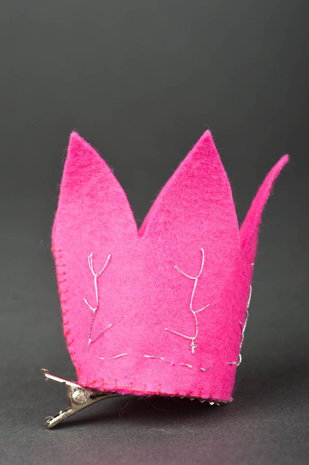 Заколка корона хэнд мэйд аксессуар для волос розовый детская заколка для волос фото 2