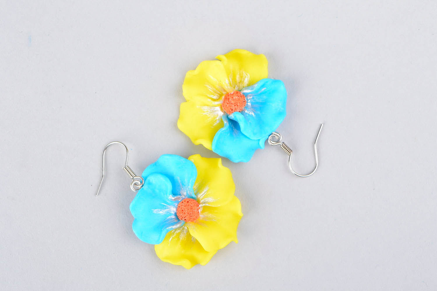 Earrings made of polymer clay Flowers photo 1