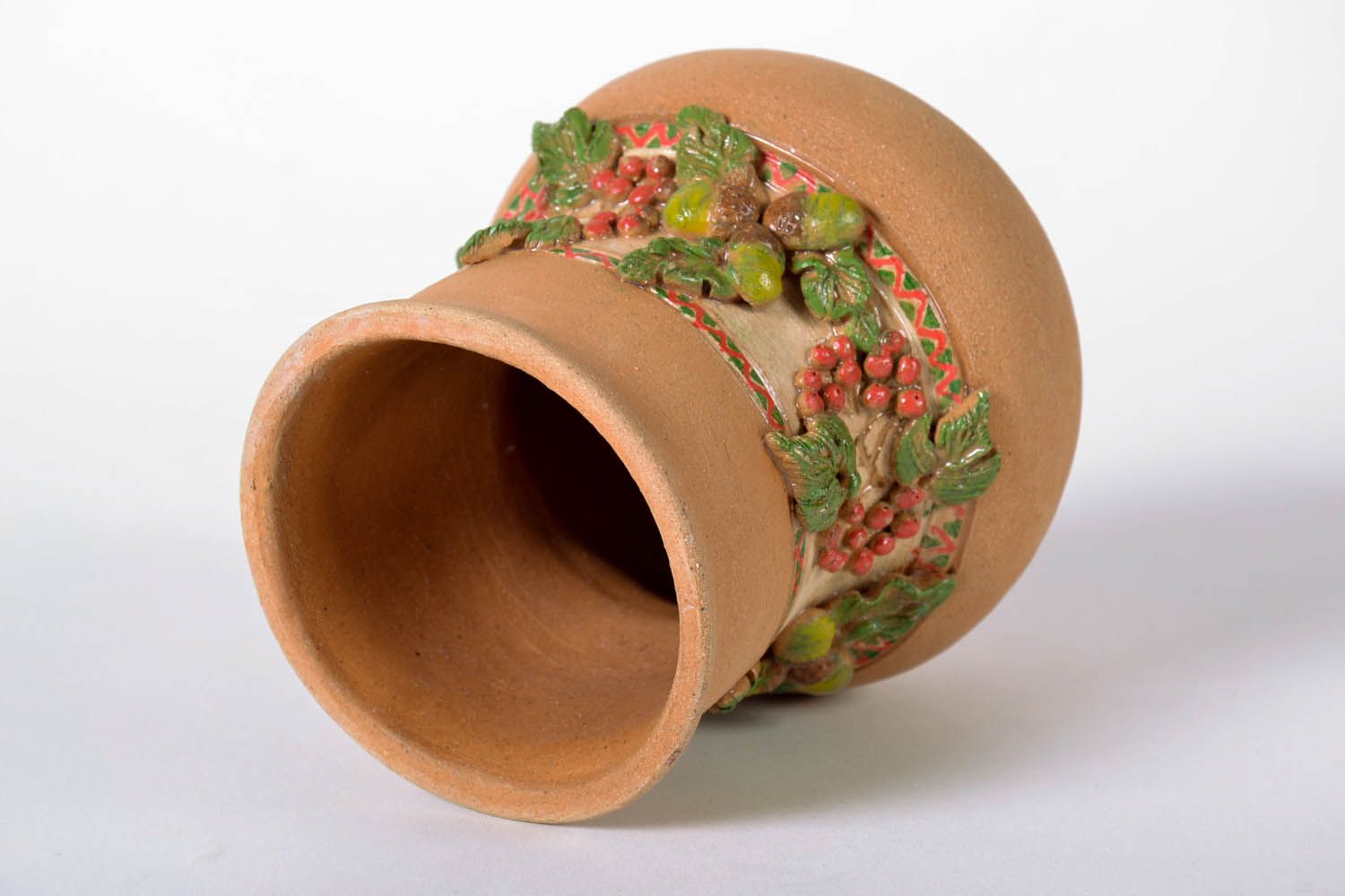6 inches handmade village-style terracotta flower vase ceramic water jug 1,5 lb photo 4