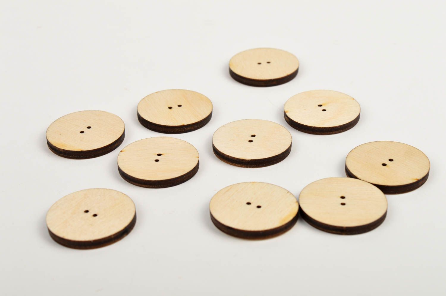 Beautiful handmade wooden buttons plywood blank 10 pieces needlework accessories photo 4