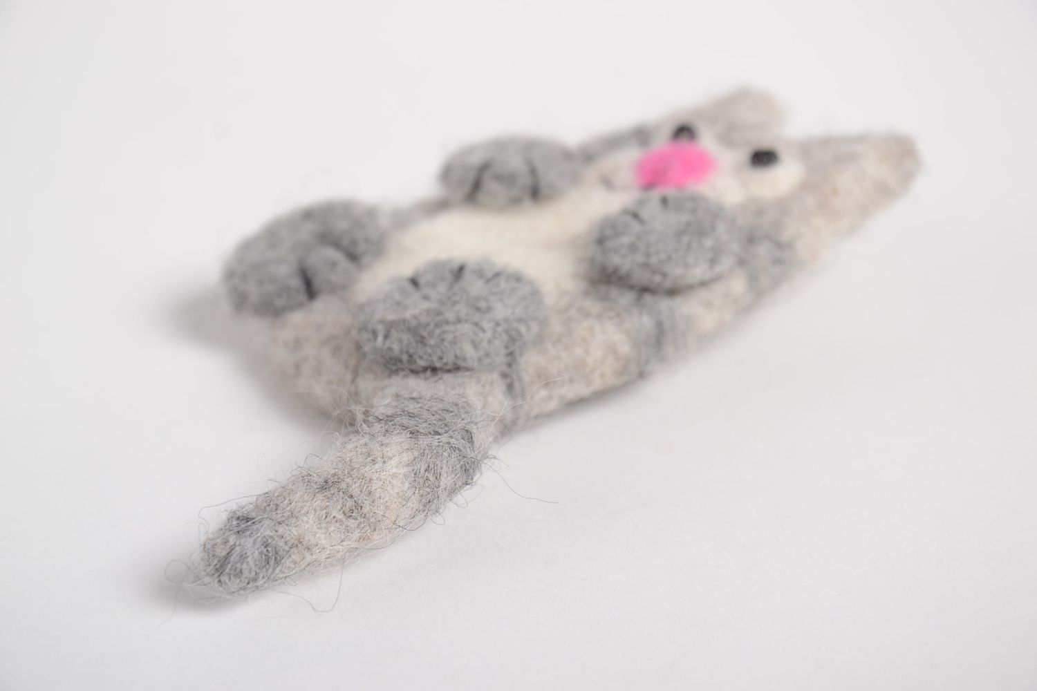 Handmade Designer Schmuck aus Wolle Brosche Tier Accessoire für Frauen Kater foto 5
