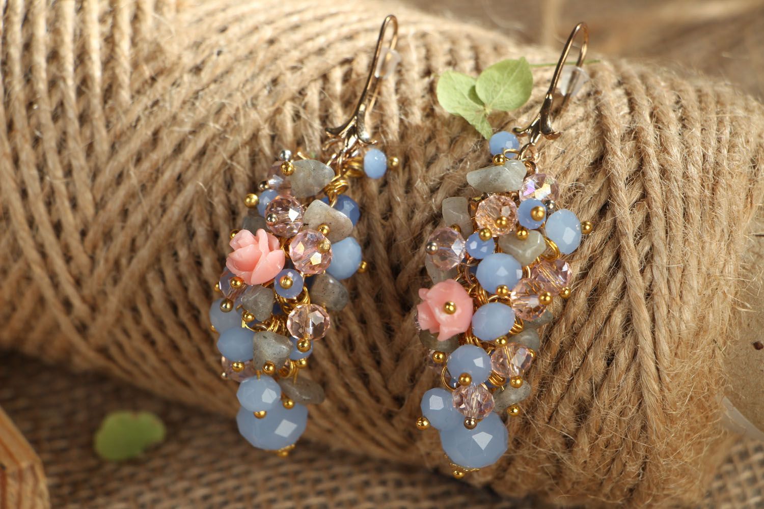 Handmade earrings with labradorite photo 3