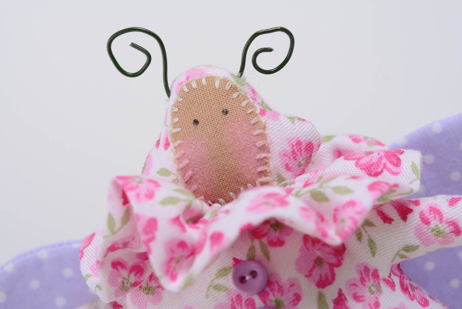 Unusual homemade soft toy sewn of cotton and linen Bug for kids and decor photo 2
