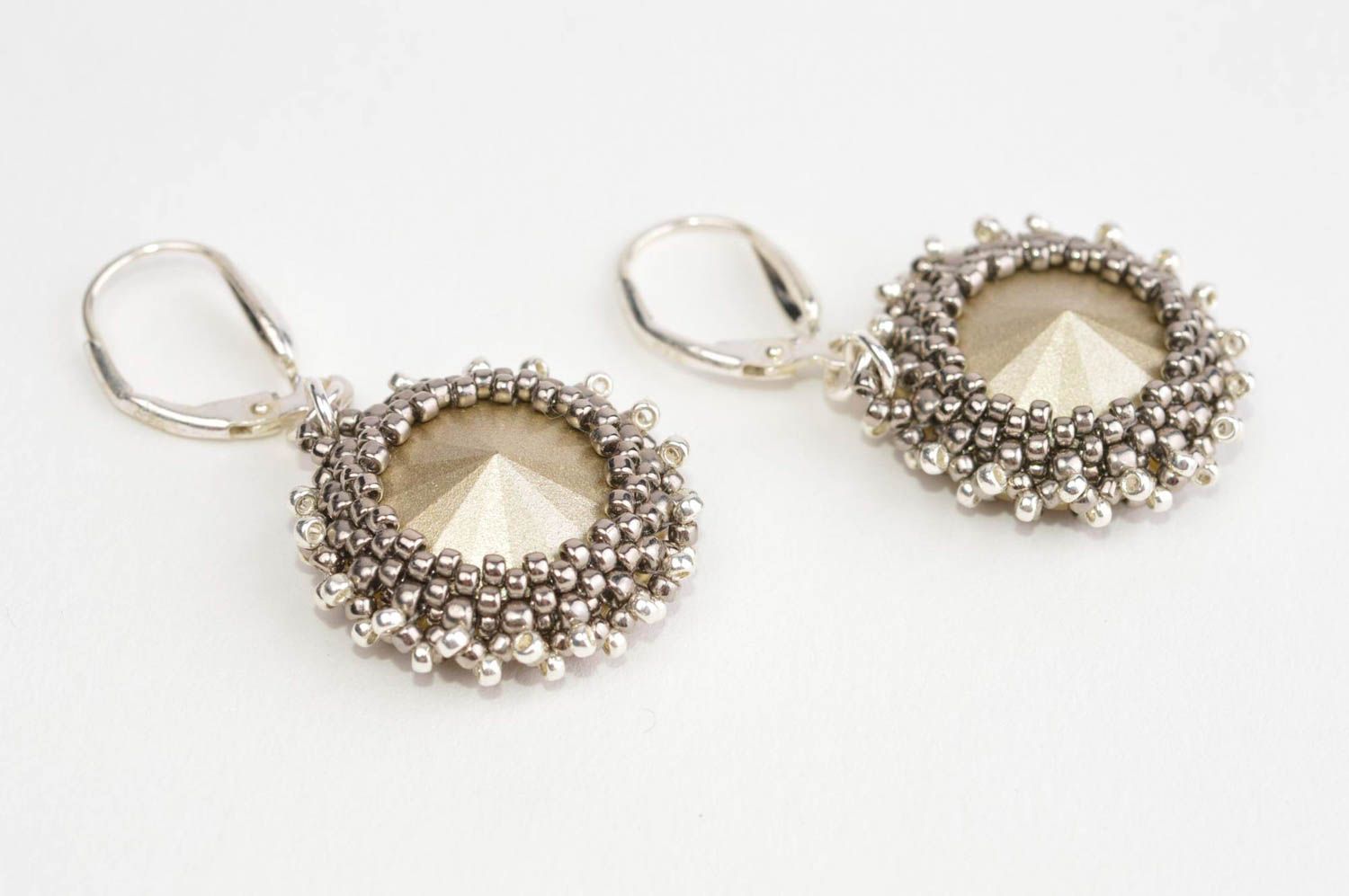 Handmade earrings with rhinestones shiny earrings evening earrings for women photo 3