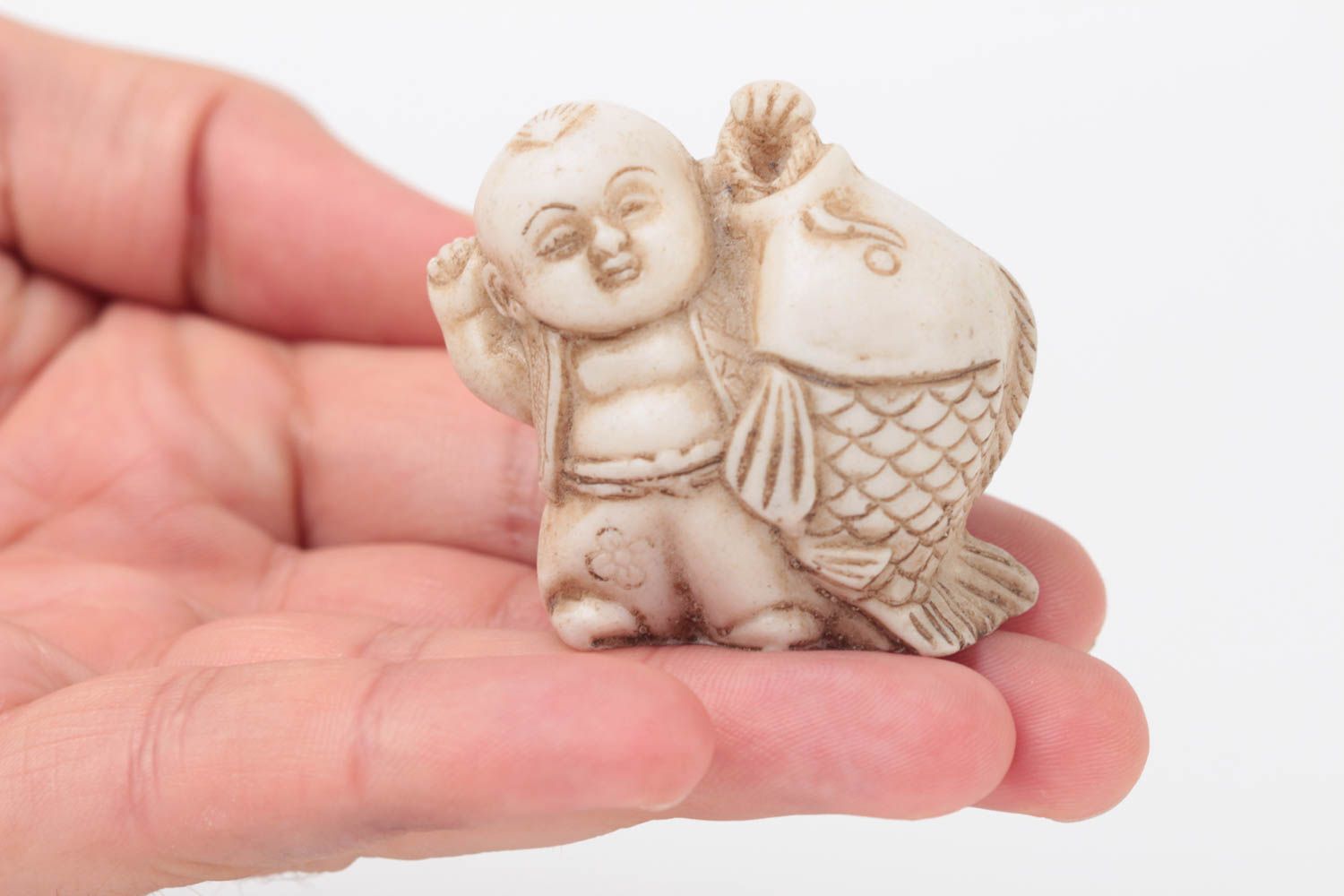 Plastic figurines handmade netsuke polymer resin miniature figurines amulet photo 5