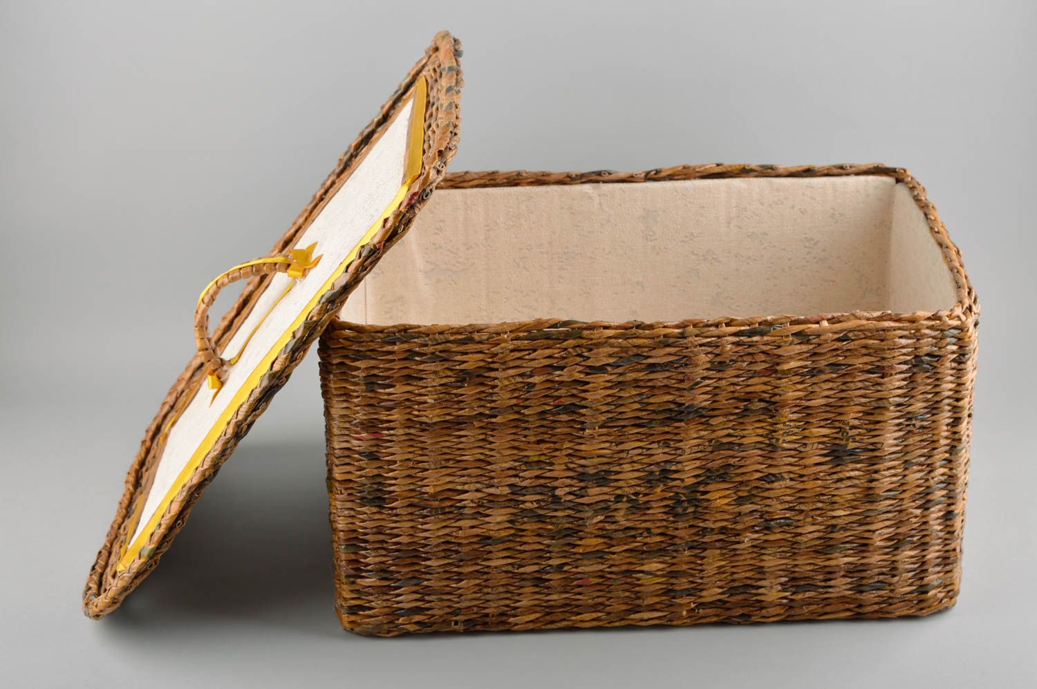 Unusual handmade paper basket woven newspaper basket interior decorating photo 1
