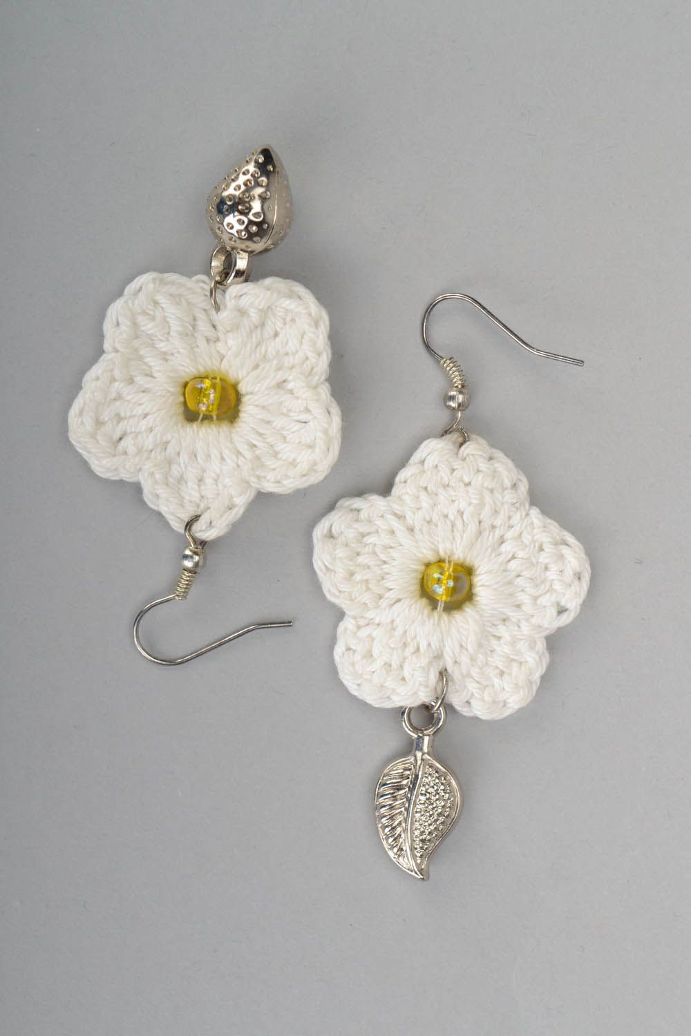 Crocheted earrings with pendants  photo 3