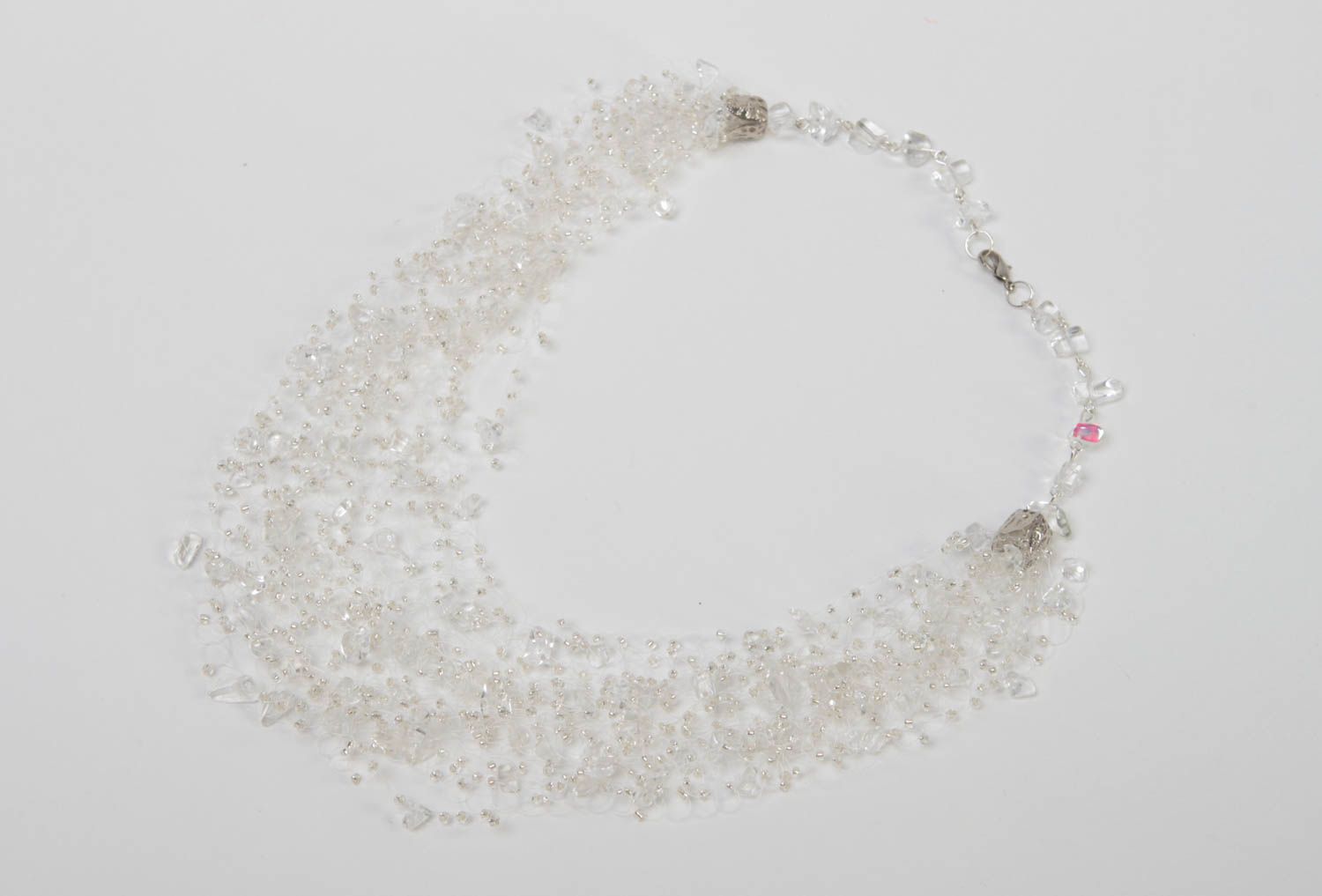 Collier perles rocaille fait main Bijou fantaisie Accessoire femme au cristal photo 3