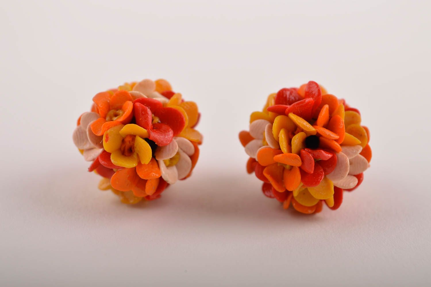 Handmade grelle Blumen Ohrringe Designer Schmuck Accessoire für Frauen orange foto 4