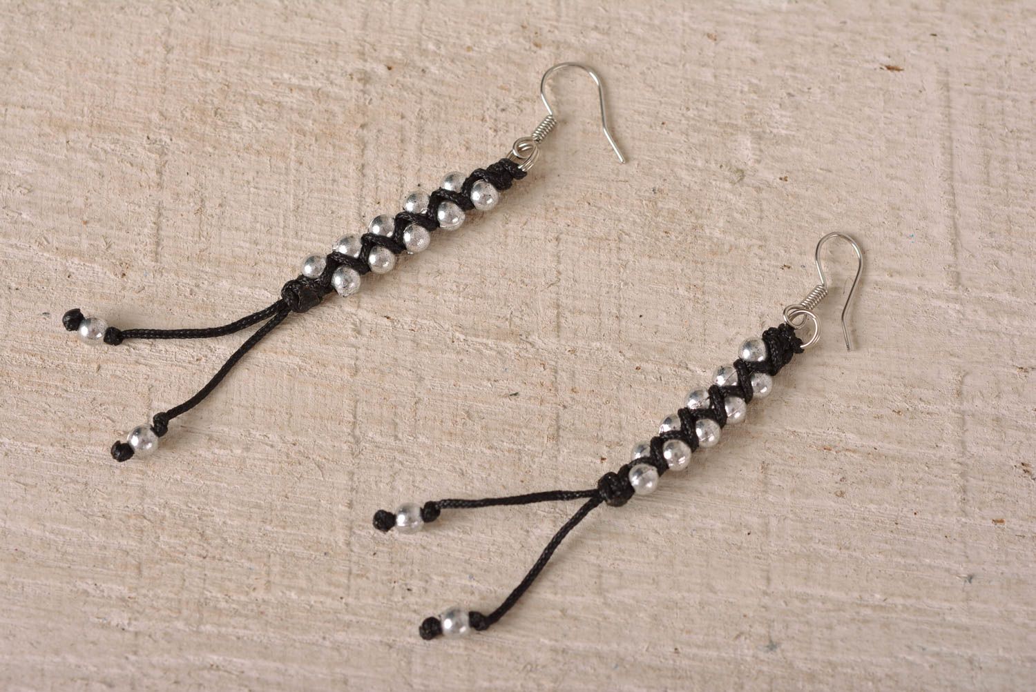 Long earrings handmade earrings with beads macrame earrings macrame jewelry photo 1