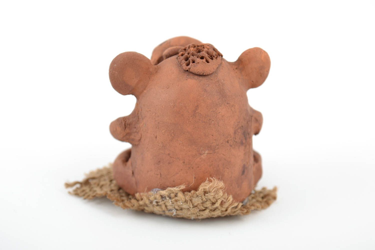 Handmade small souvenir ceramic animal figurine of monkey for interior decor photo 4