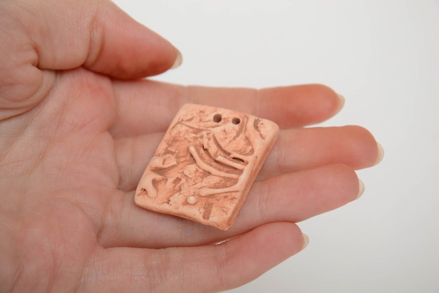Homemade relief flat ceramic decoration for jewelry making pendant without cord photo 5