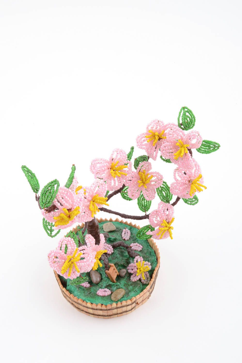 Arbre perles de rocaille fait main Arbre miniature Déco maison peint Sakura photo 3