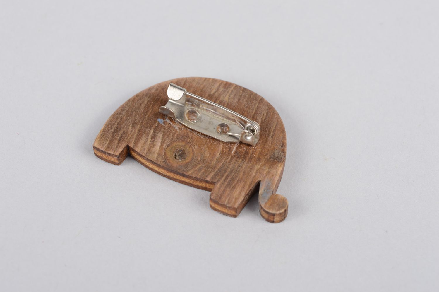 Broche de madera hecho a mano accesorio de moda regalos original elefante foto 3