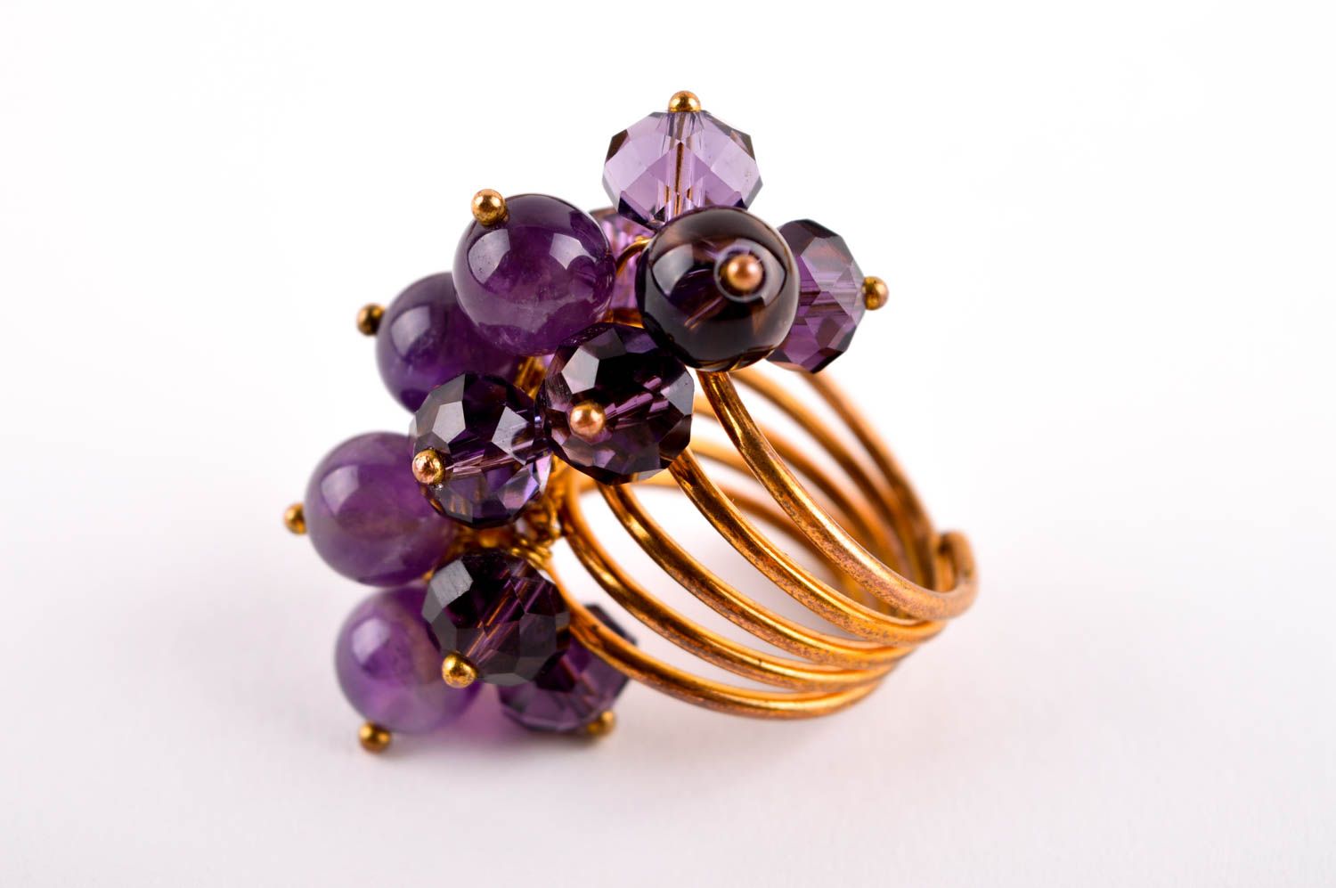Необычное кольцо ручной работы красивое кольцо бижутерия из натуральных камней фото 3