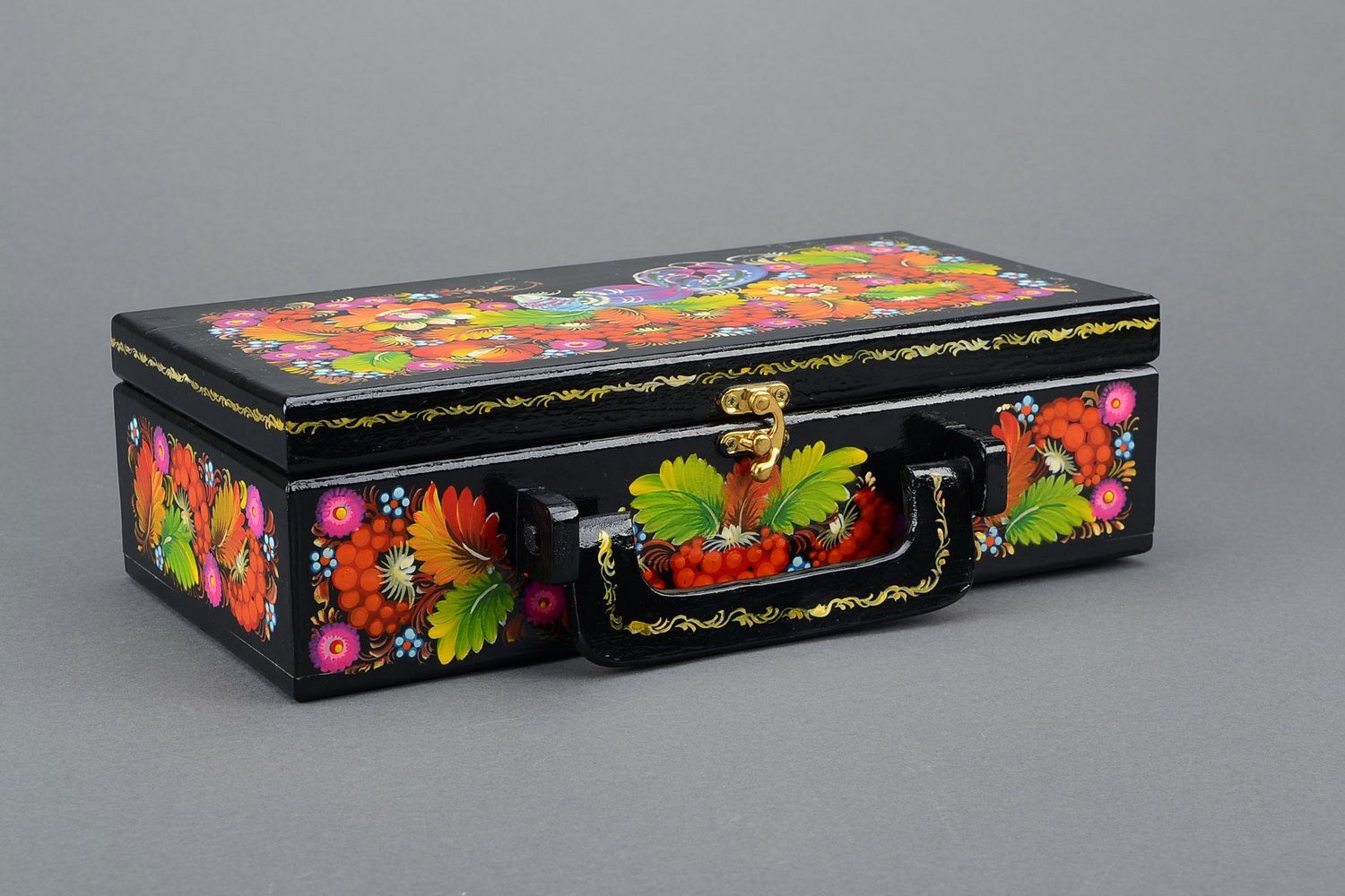 Joyero-maletín pintado con dos compartimientos foto 1