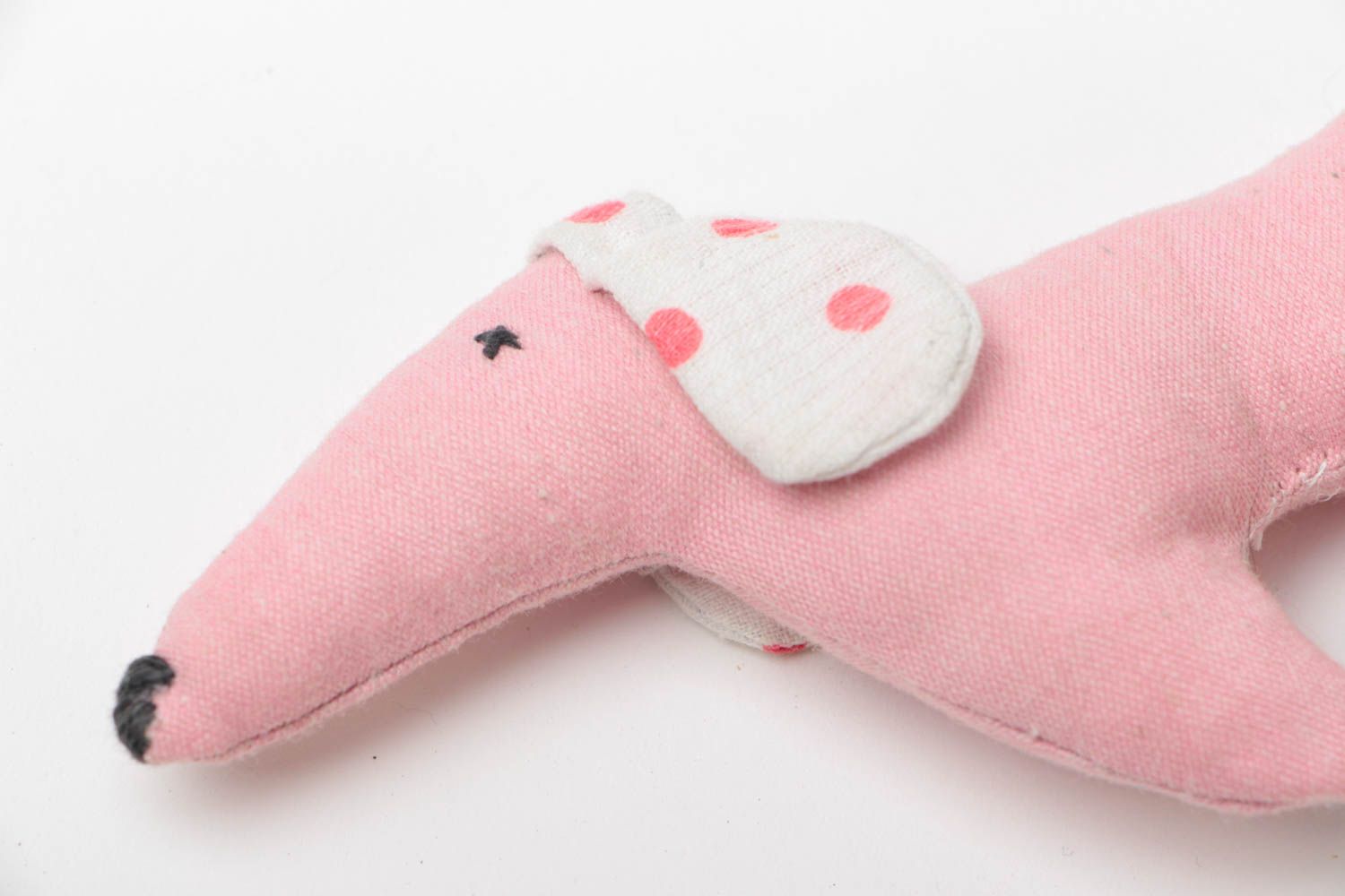 Petite peluche teckel rose en toile de coton faite main originale pour enfant photo 3