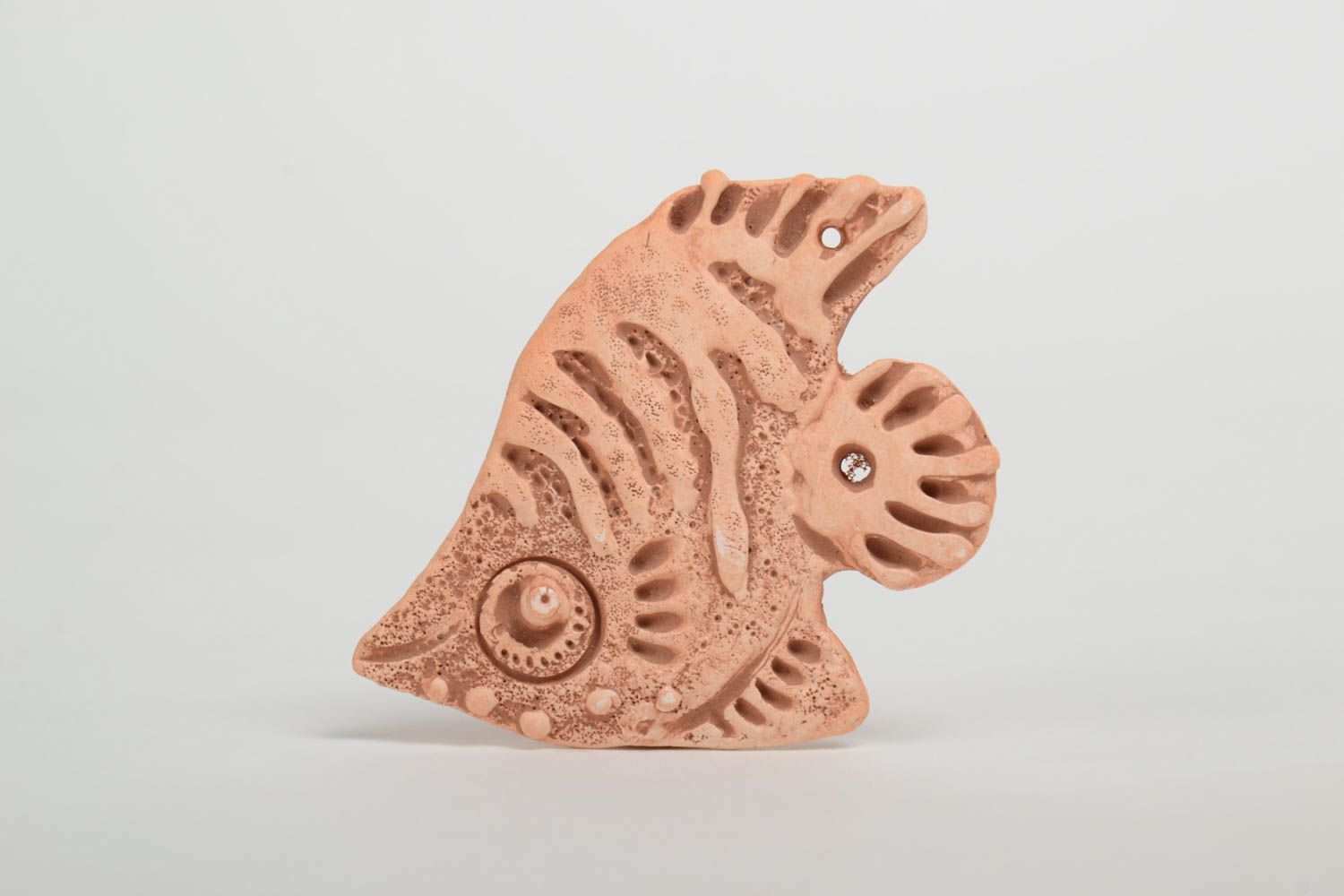 Unusual handmade designer clay blank pendant in marine style DIY photo 2