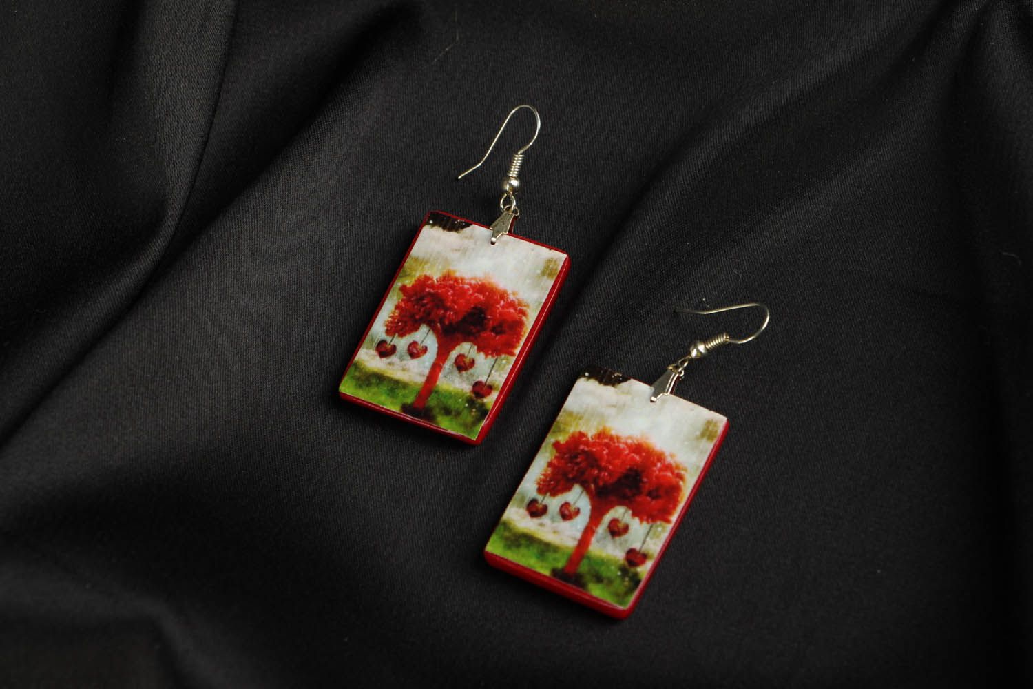 Bright earrings mad of polymer clay photo 1
