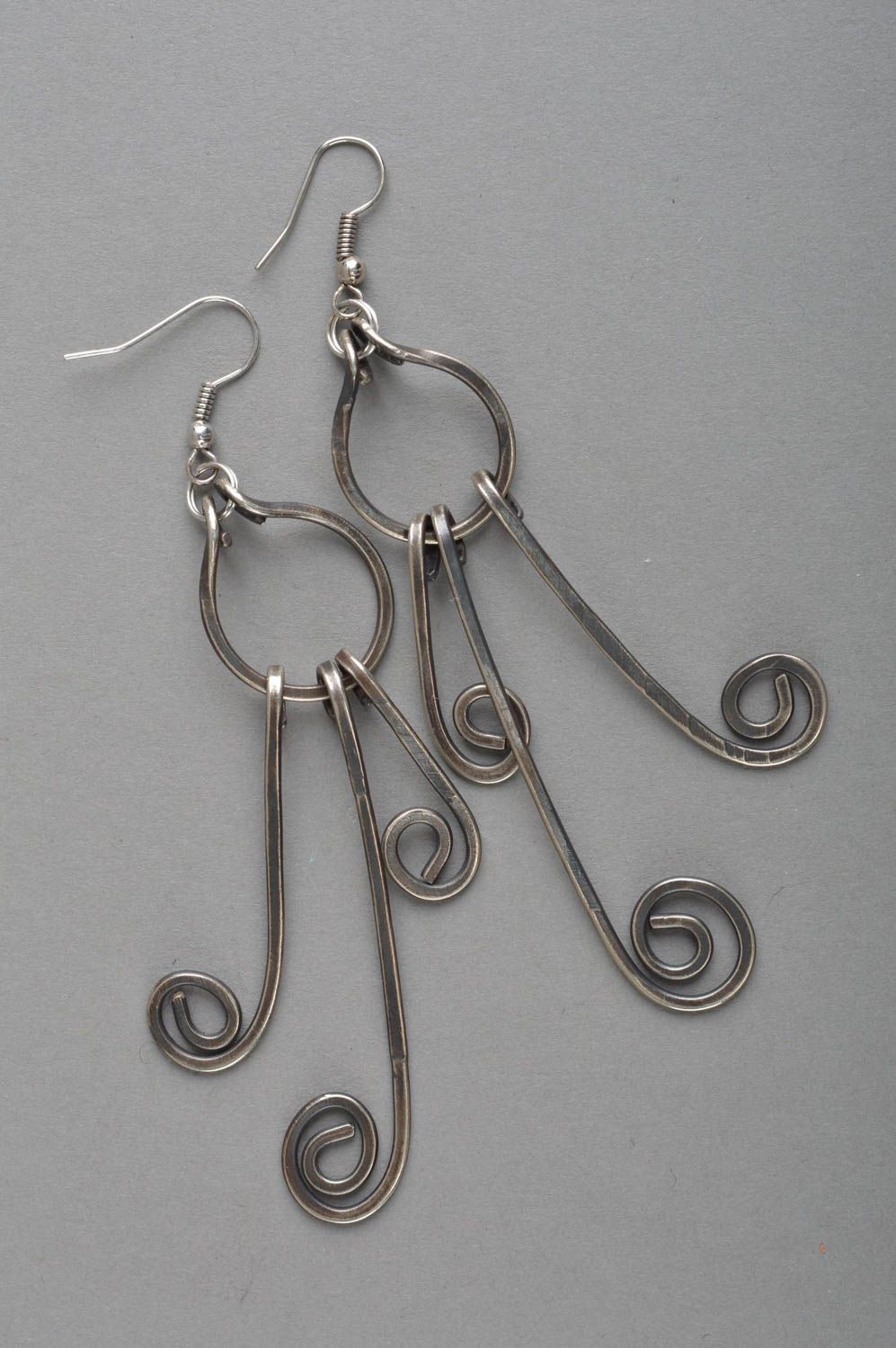 Stylish metal earrings handcrafted cupronickel earrings fashion accessories photo 2