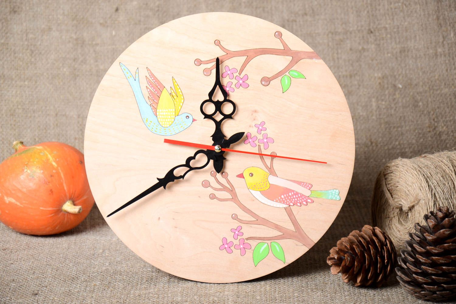 Beautiful handmade wall clock plywood clock wood craft interior decorating photo 1