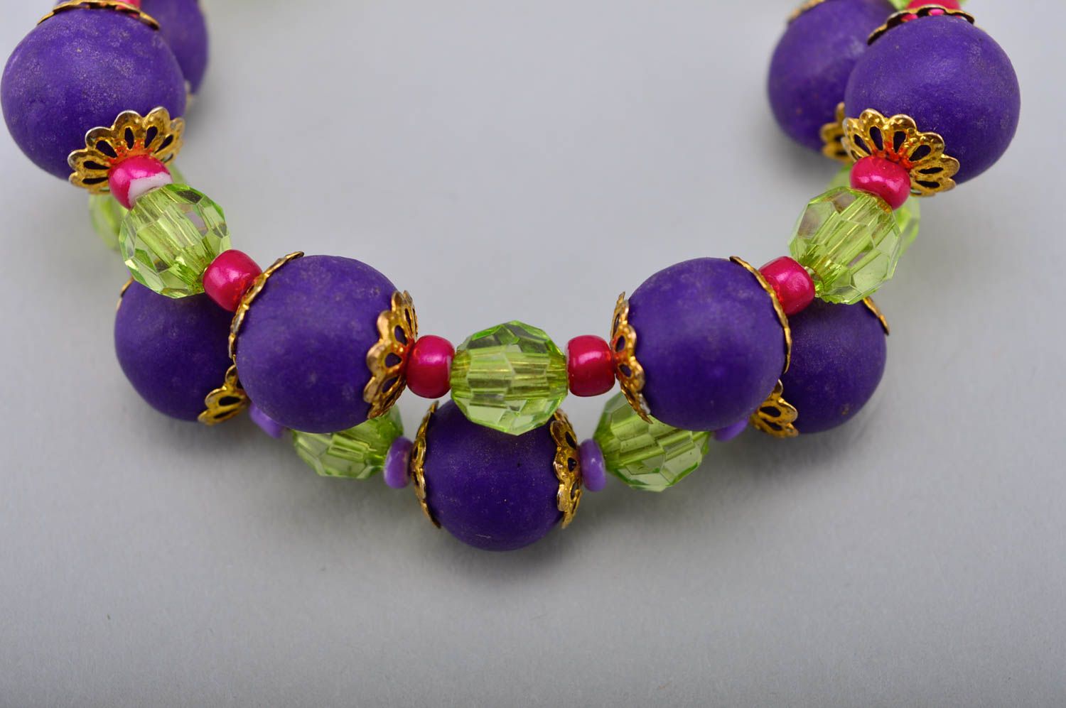 Handmade plastic bracelet unusual violet wrist jewelry female bracelet photo 5