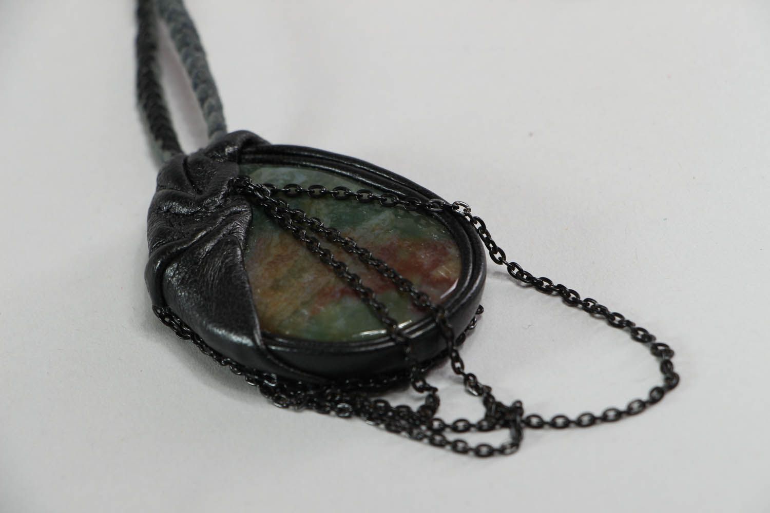 Leather pendant with a bloodstone Rockstar photo 2