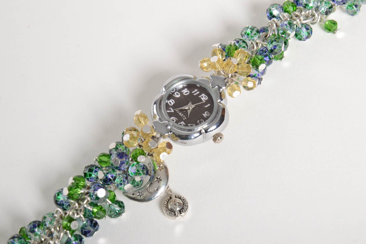 Unusual handmade wrist watch beaded bracelet designs accessories for girls photo 3