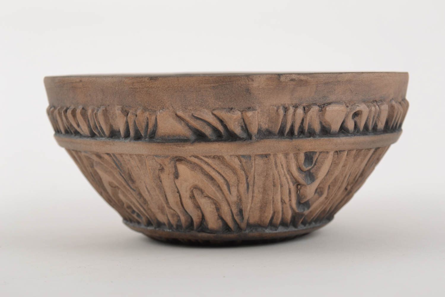 Handgemachte originelle schöne tiefe Schale aus Ton Keramik Geschirr für Küche foto 5