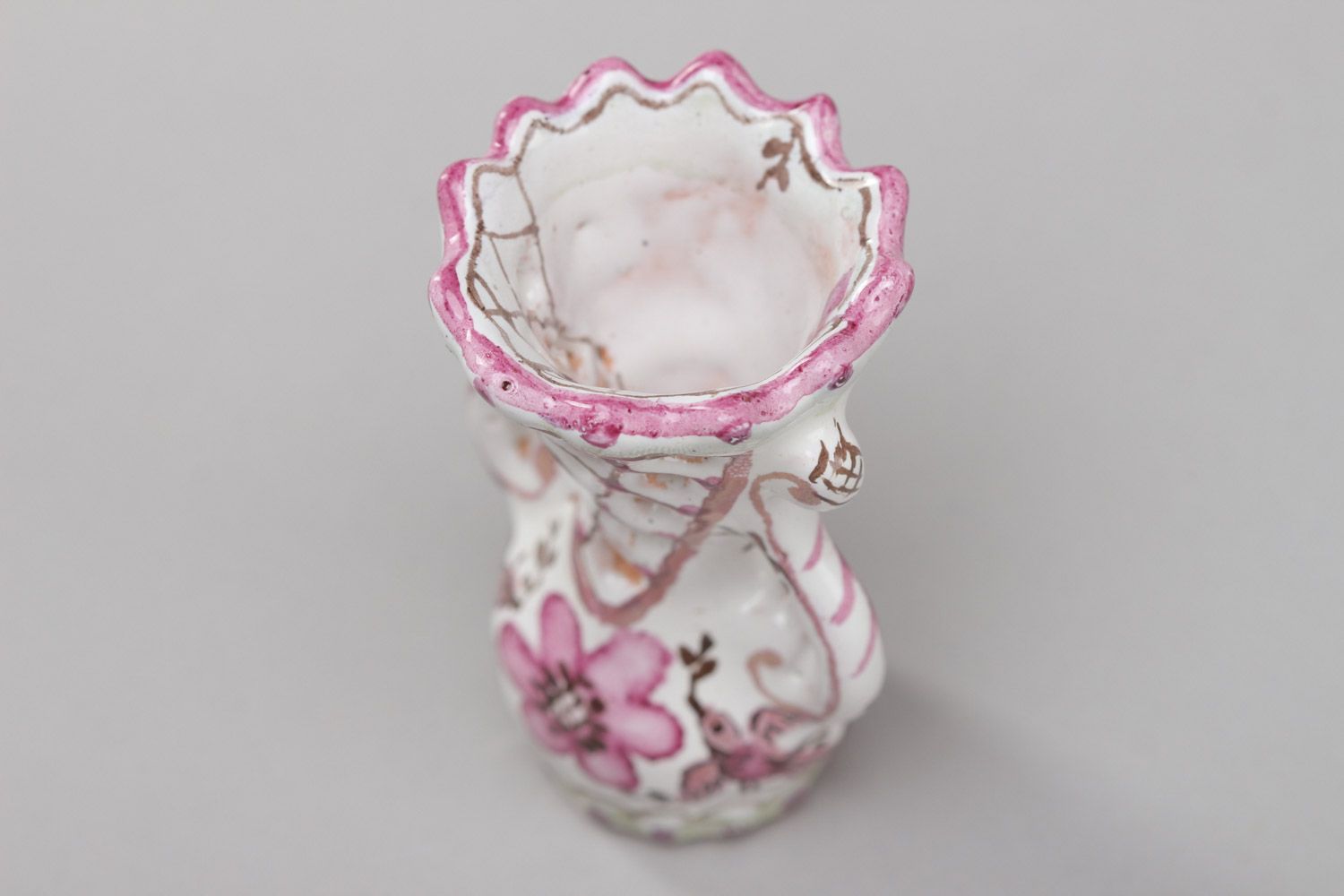Handmade decorative ceramic miniature vase figurine with painting photo 3