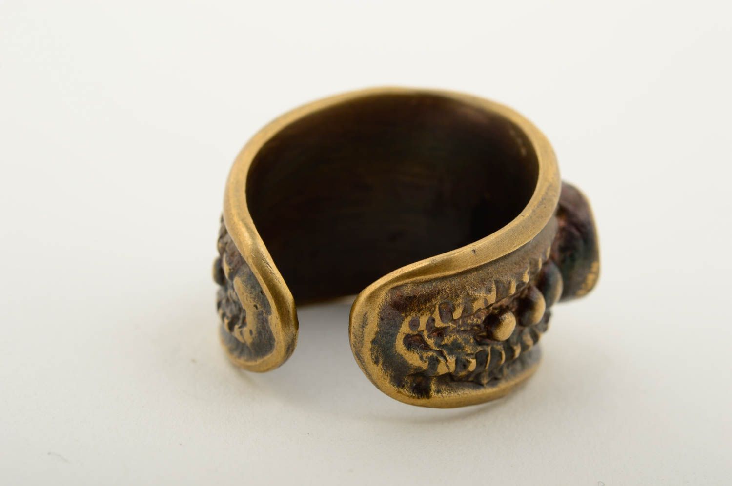 Handmade Bronze Ring modisches Accessoire Metall Schmuck mit echtem Stein foto 4