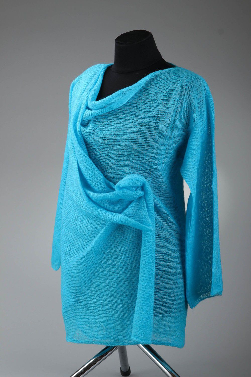 Cardigan tricoté bleu pour femme photo 1