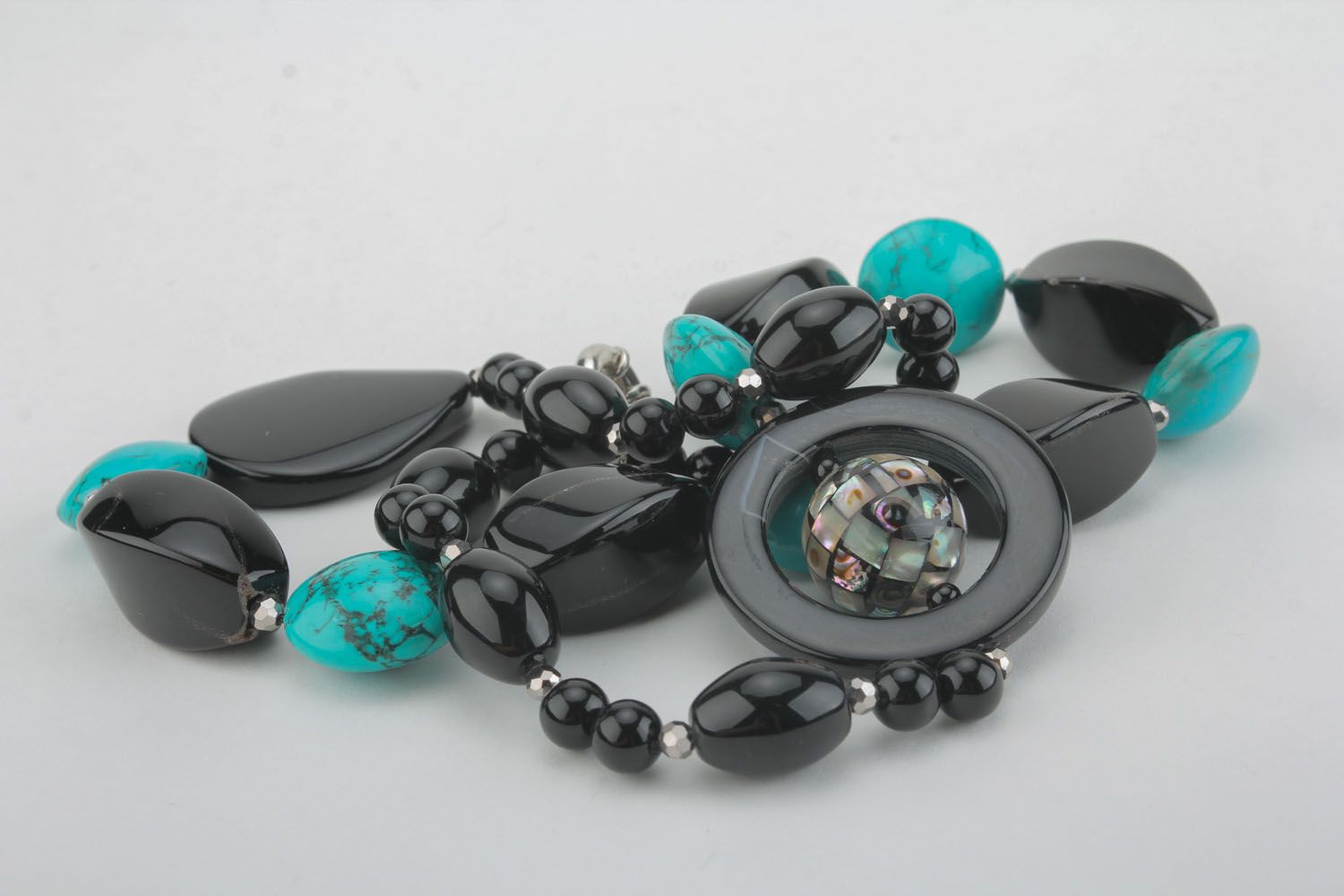 Necklace with agate and turquoise photo 1