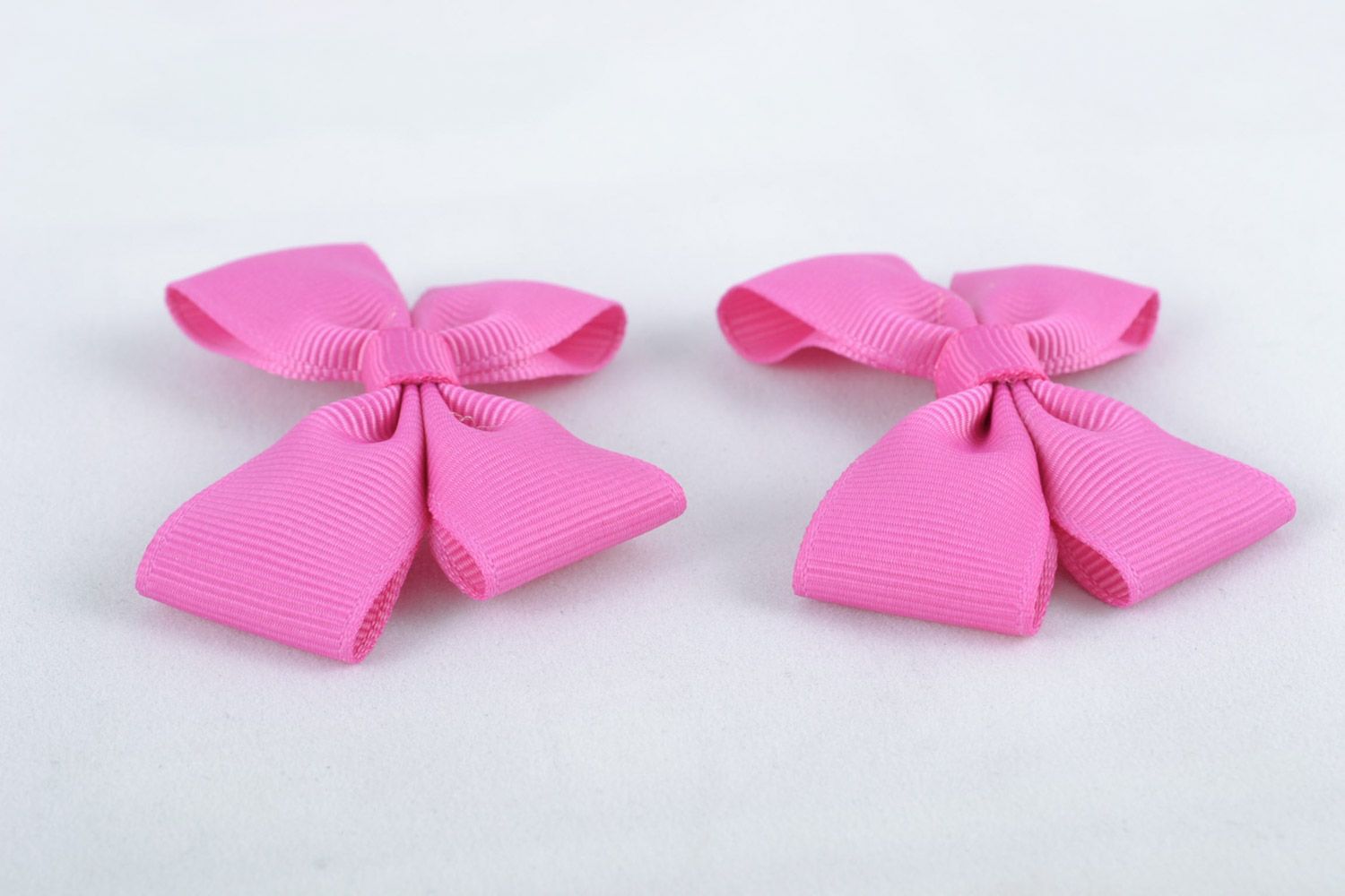 Set of handmade rep ribbon bows for hair ties and clips 2 pieces DIY hair accessories photo 5