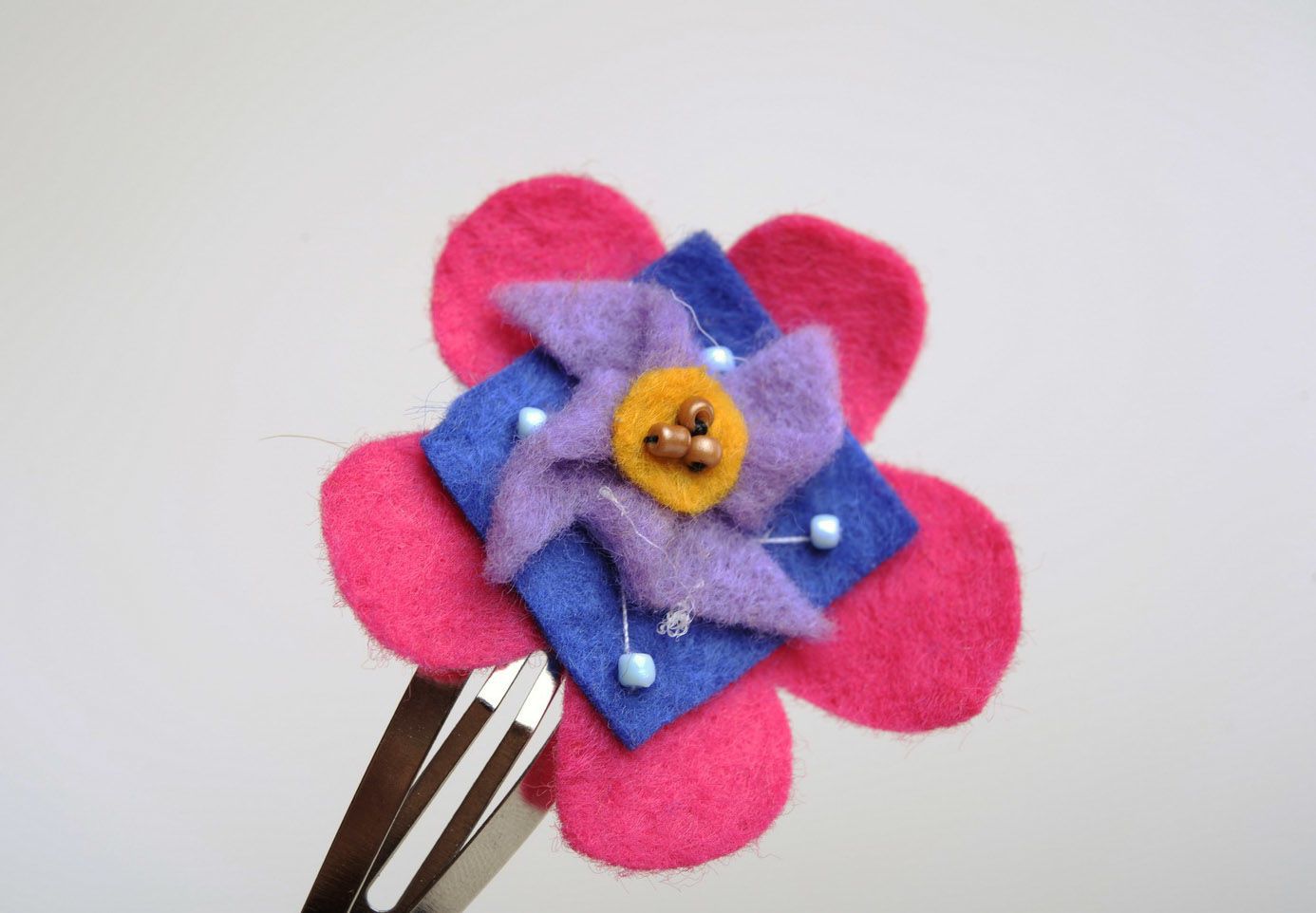 Filz Haarspange Violette Blume foto 1