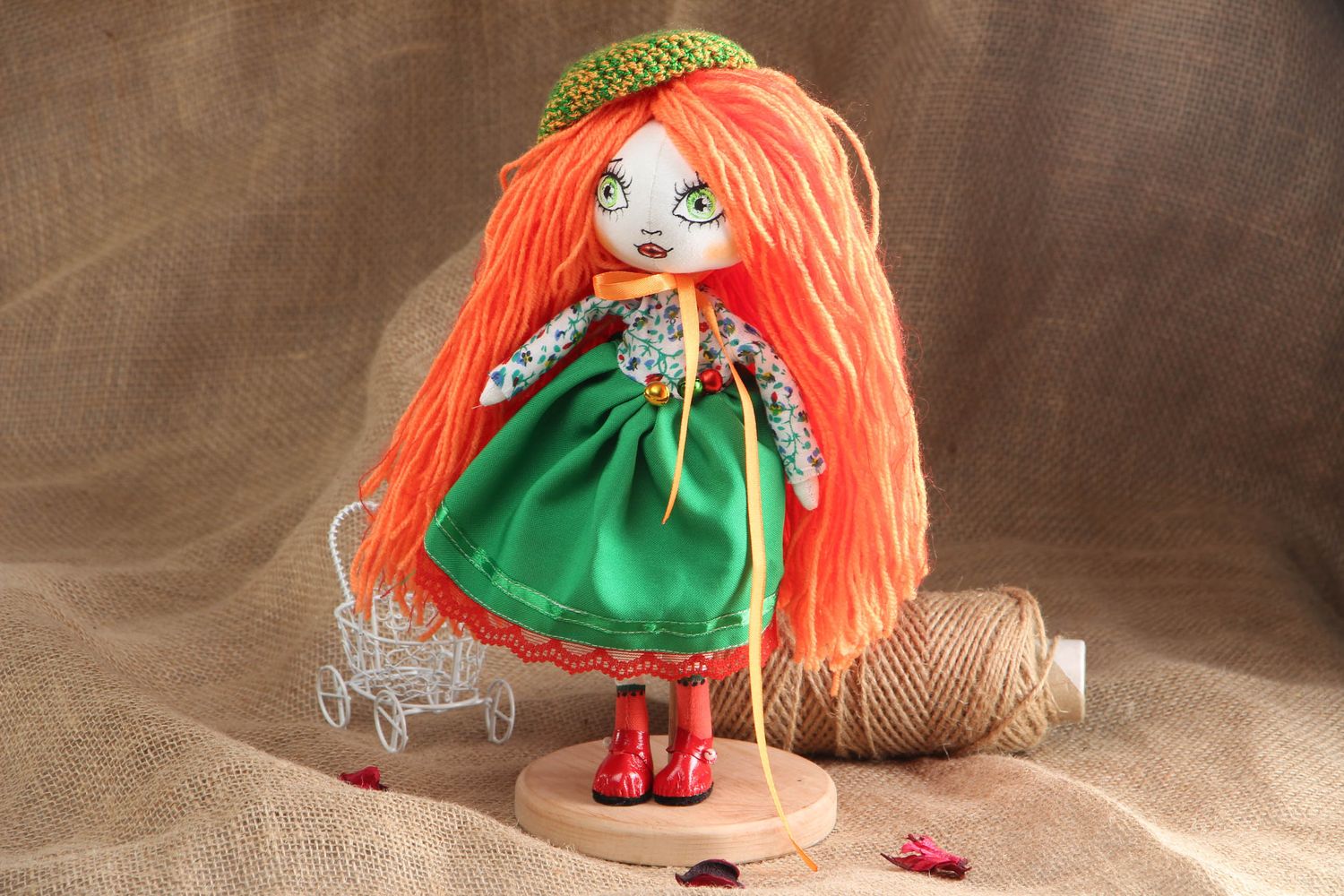 Collectible fabric doll with long hair photo 5