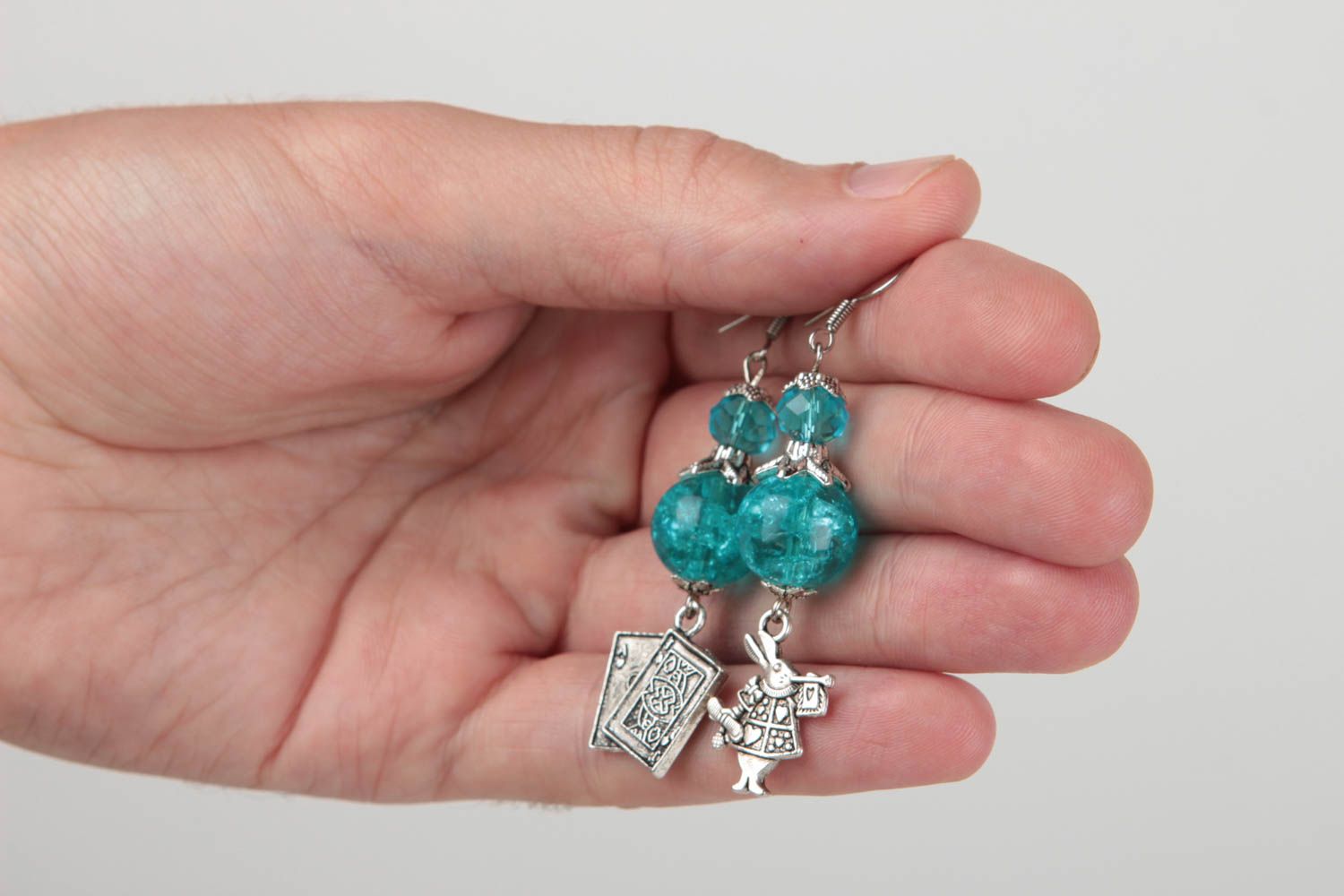 Unusual handmade metal earrings with beads crystal earrings gifts for her photo 5