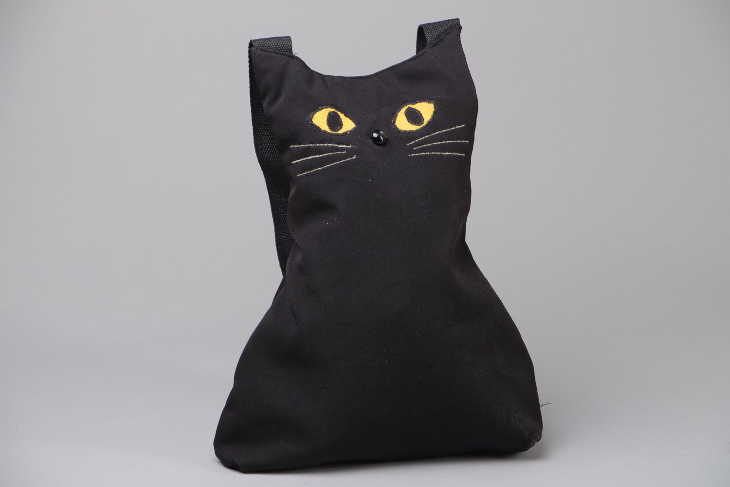 Тканевая сумка ручной работы в виде черного кота фото 1