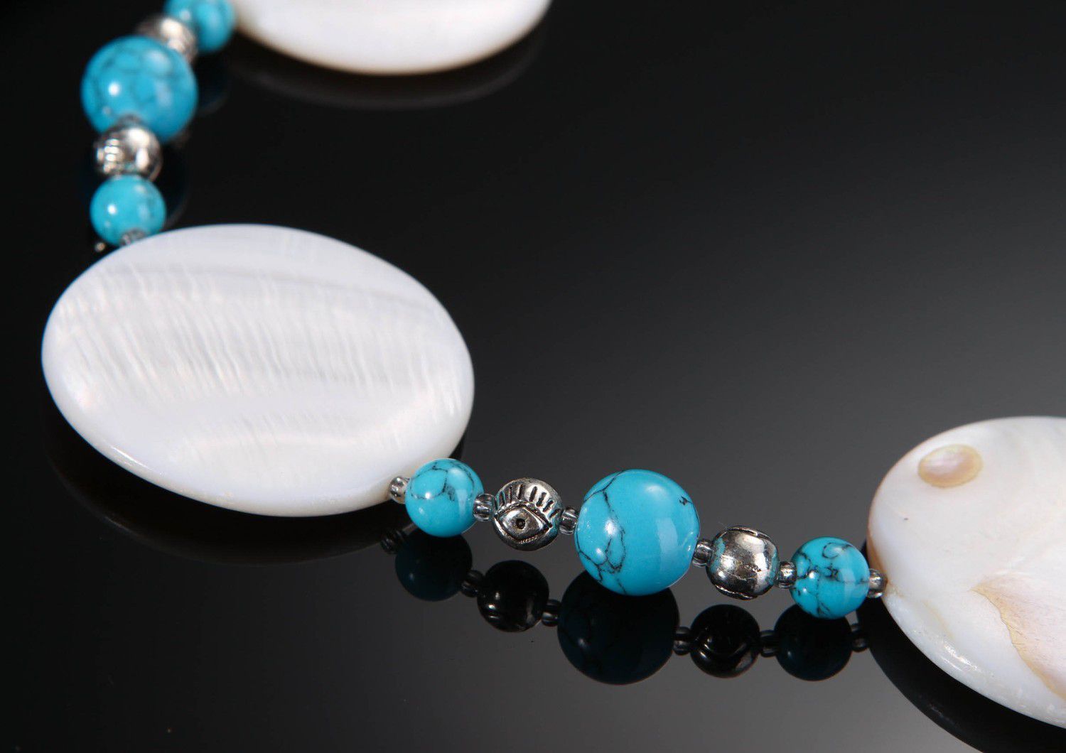 Necklace mae of pearl & turquoise photo 1